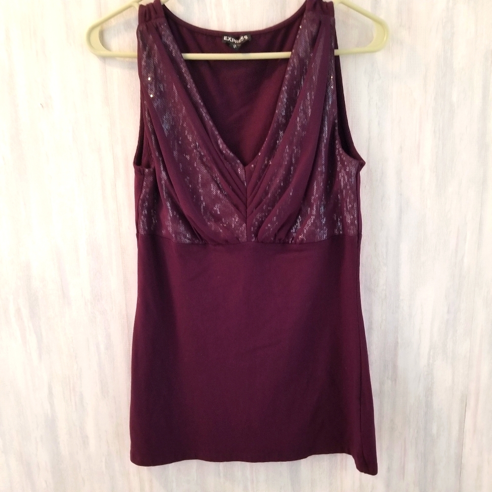 Express Sequin v neck sleeveless top